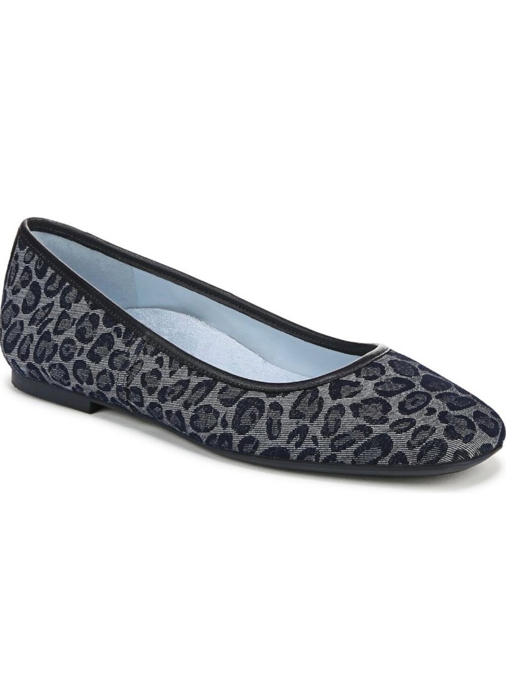 VIONIC Orinda square-toe flats in blue leopard print Sz.9